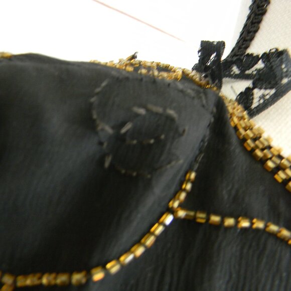 STENAY VINTAGE WM'S BLACK BEADED/SEQUIN SILK SHORT SLV BLOUSE TOP SZ XL - Picture 5 of 7